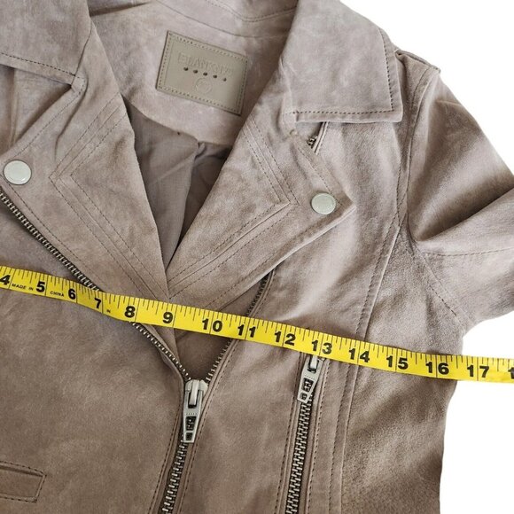 Blank NYC  Leather Moto Jacket  Suede Tan Beige Size XS with belt & zippers - Picture 11 of 16